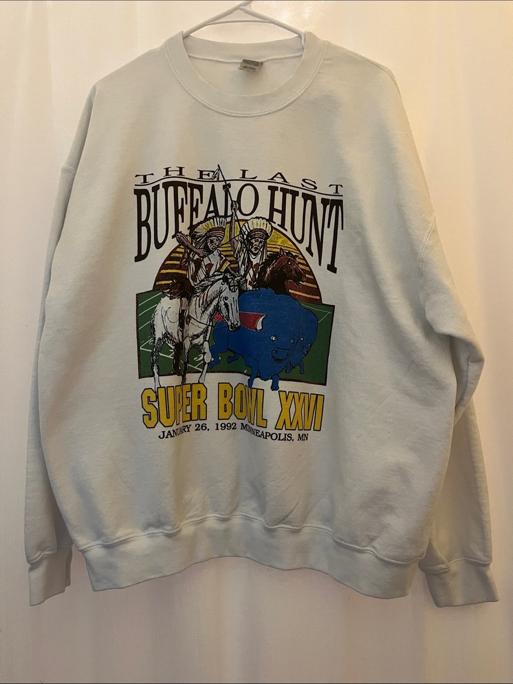 Vintage Super Bowl XXVI Sweatshirt Size XL “The Last Buffalo Hunt”